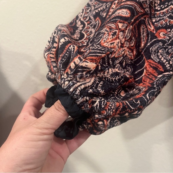 Free People medium blue rust velvet renaissance style puff sleeve blouse medium - Picture 5 of 13